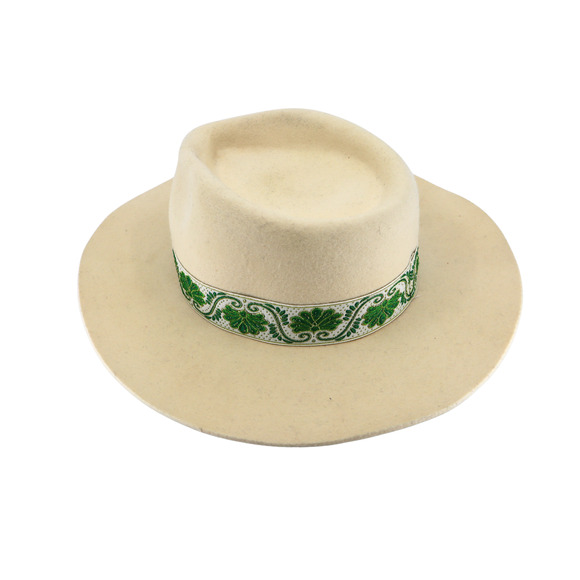LACK OF COLOR Ivy Beverly Hat Green Vintage Trim Ivory - S